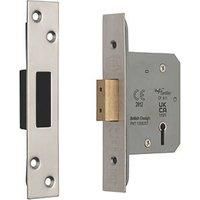 Smith & Locke Fire Rated 5 Lever Nickel Deadlock 65mm Case - 44mm Backset (322PX)