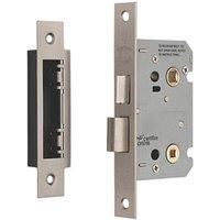 Smith & Locke Fire Rated Satin Nickel Bathroom Lock 65mm Case - 44mm Backset (937PY)
