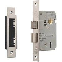 Smith & Locke 3 Lever Polished Chrome Architectural Sash Lock 76mm Case - 57mm Backset (774PY)