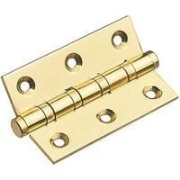 Smith & Locke Polished Brass Ball Bearing Hinges 75mm x 50.8mm 2 Pack (228PX)