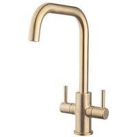 Kitchen Faucet Sink Tap Mono Mixer Brushed Brass Modern Design Double Lever 5Bar
