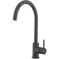 Mono Mixer Kitchen Tap Single Lever Matt Black Ceramic Cartridge Modern 5 Bar