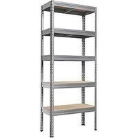 5-Tier Galvanised Steel Rivet Shelving Unit 750mm x 350mm x 1800mm (398PH)