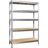 5-Tier Galvanised Steel Rivet Shelving Unit 1200mm x 450mm x 1800mm (644PH)