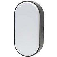 LAP Outdoor Oval LED Bulkhead with Grid Black 16W 1000lm (290FE)