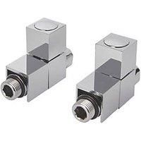 Flomasta Chrome Straight Manual Radiator Valve & Lockshield 15mm x 15mm 2 Pack (146FW)