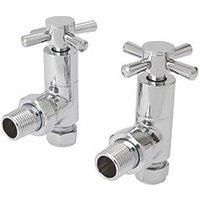 Flomasta Chrome Angled Manual Radiator Valve & Lockshield 15mm x 15mm 2 Pack (756FW)