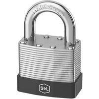 Smith & Locke Laminated Steel Closed Shackle Combination Padlock Silver 50mm (628FC)