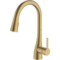 Swirl Oxford Pull-Out Spray Mixer Kitchen Tap Brass-Effect (578YT)