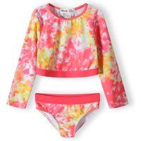 Minoti 2-Piece Long Sleeve Tie-Dye Swimsuit Rash Guard Top & Briefs In Coral