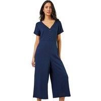 Roman Originals Women Linen Wide Leg Jumpsuit - Ladies