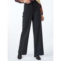 Roman Women's Wide Leg Premium Stretch Trousers in Black | Size: 12
