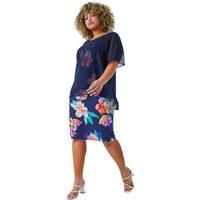 Curve Chiffon Overlay Floral Dress