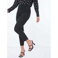 Roman Originals Stretch Trousers for Women UK Ladies High Waisted Pants Pull On Leggings Smart Slimming Office Work Fitted Tailored Tapered Regular & Plus Sizes - Petite Black (26 in) - Size 12