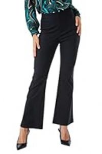 Roman Originals Bootleg Trouser for Women UK - Ladies Bootcut Stretch Bengaline Full Length Boot Cut Autumn Everyday Winter Holiday Pull-On Comfy Soft Vacation Work - Black - Size 12