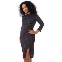 Roman Originals Ruched Waist Dress for Women UK - Ladies Twist Knot Waisted Wrap Stretch Jersey Knee Length Business Smart Work Office Formal Evening - Petite Pink Sparkle - Size 16
