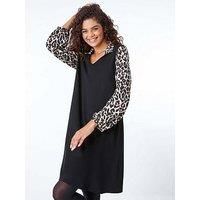 Contrast Animal Print Swing Dress