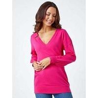 V-Neck Long Sleeve Jumper - Ladies Roman Originals Women