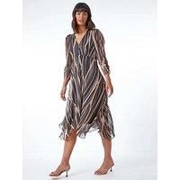 Abstract Print Wrap Midi Dress