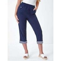 Contrast Detail Cropped Stretch Trouser For Women UK - Ladies Roman Originals