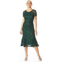 Metallic Lace Sequin Midi Dress