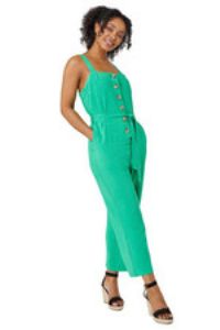 Petite Sleeveless Linen Blend Jumpsuit for Women UK - Ladies Roman