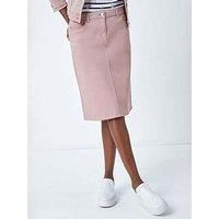 Roman Originals Denim Skirt with Pockets for Women UK - Ladies Jean Skirts Cotton Stretch Mid Wash Fitted A Line Casual Smart Work Office Knee Length Flattering Slimming - Rose - Size 20