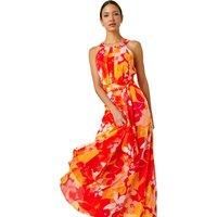 Tropical Print Halterneck Maxi Dress For Women UK - Ladies Roman Originals