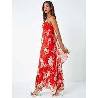 Roman Floral Cowl Neck Chiffon Dress 16 female