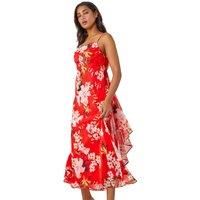 Roman Floral Cowl Neck Chiffon Dress 20 female