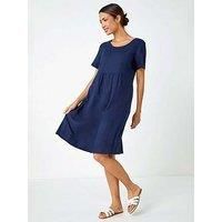Roman Relaxed Cotton Blend Pocket Dress 14 female
