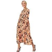 Abstract Print Tiered Shirt Dress For Women UK - Ladies Roman Originals