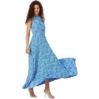 Roman Originals Women/'s Sleeveless Floral Pleated Maxi Dress - Evening Formal Wedding Guest Bridemaids Party Special Occasion Wear Dresses - Soft Blue - Size 18