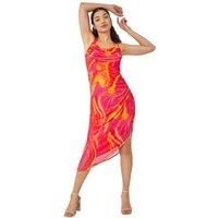 Roman Swirl Print Ruched Stretch Dress for Women UK - Ladies