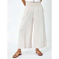Linen Blend Stretch Waist Culottes for Women UK - Ladies Roman
