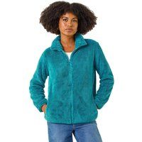 Roman Originals Soft Sherpa Fleece Jacket For Women UK - Ladies Autumn Everyday Winter Holiday Pull-On Comfy Soft Vacation Work Teddy Coat - Jade - Size L