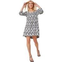 Spot Print Frill Detail Smock Dress For Women UK - Ladies Dusk Fashion