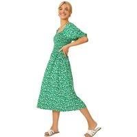 Ditsy Floral Shirred Midi Dress - Ladies Dusk Fashion Women