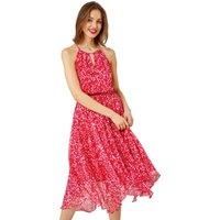 Roman Abstract Print Halter Neck Midi Dress in Red - Size 20 20 female