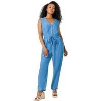 Petite Stretch Denim Pocket Jumpsuit