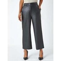 Faux Leather Wide Leg Crop Trousers