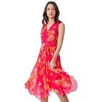 Floral Print Shirred Asymmetric Dress For Women UK - Ladies Roman Originals