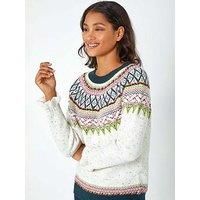 Roman Fairisle Frill Detail Stretch Jumper 10 female