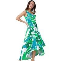 Sleeveless Palm Print High Low Maxi Dress For Women UK - Ladies Roman Originals