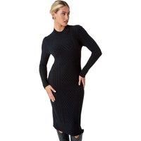 Roman Cable Knit Midi Jumper Dress - Black