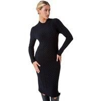 Roman Cable Knit Midi Jumper Dress - Black
