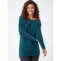 Roman Button Sleeve Fluffy Jumper for Women UK - Ladies