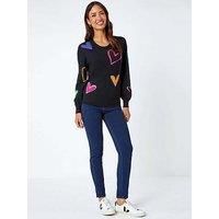 Heart Print Knitted Jumper