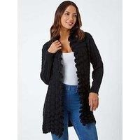 Longline Ruffle Detail Cardigan