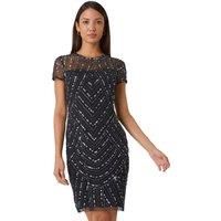 Roman Sequin Embellished Sheer Shift Dress for Women UK - Ladies